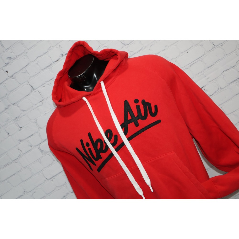 Nike Air Hoodie Mens XXL 2XL Red Script Logo Fleece Pullover Gym Workout